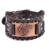 Amazon European and American simple wide cowhide stainless steel bracelet titanium steel punk men's genuine leather bracelet ring 111 Specification image